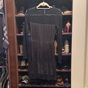 BCBGMaxAzria Black Long Sleeve Crochet Dress